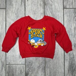Vintage Terry Wood‎ Sweater Boys 4T Red Pullover Football Sports Team Babyfair